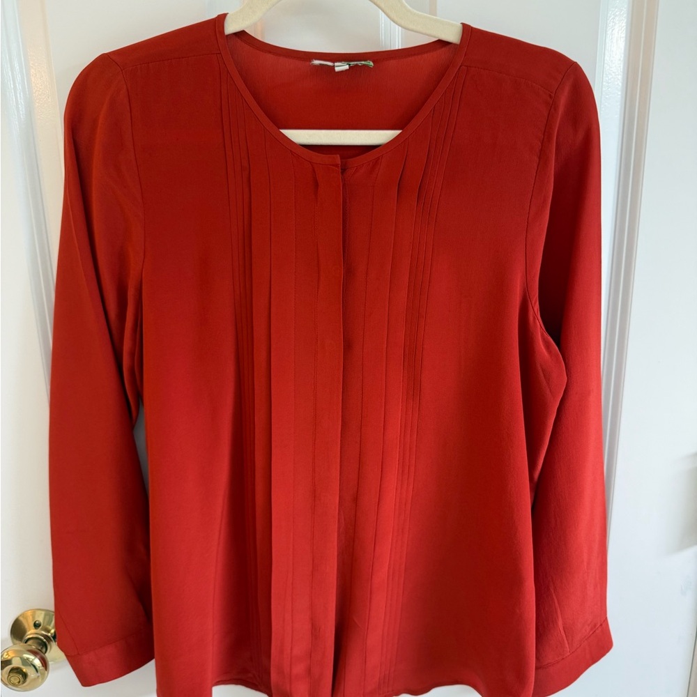 Joie Deep Orange Silk Blouse